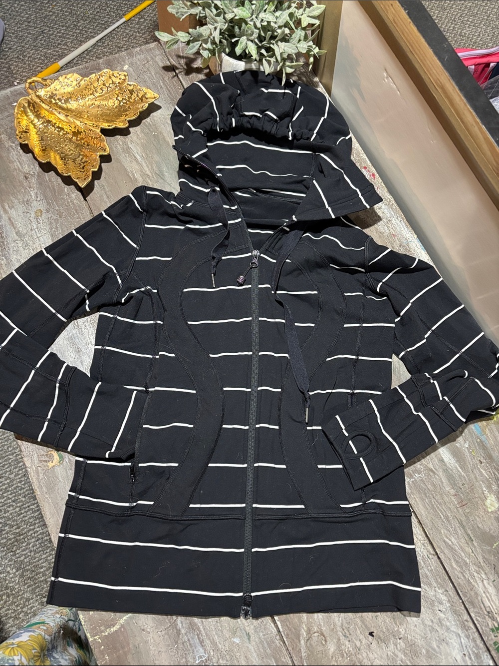 Vintage Lululemon Stride Jacket II - Sailor Stripe Black & White - Size 10